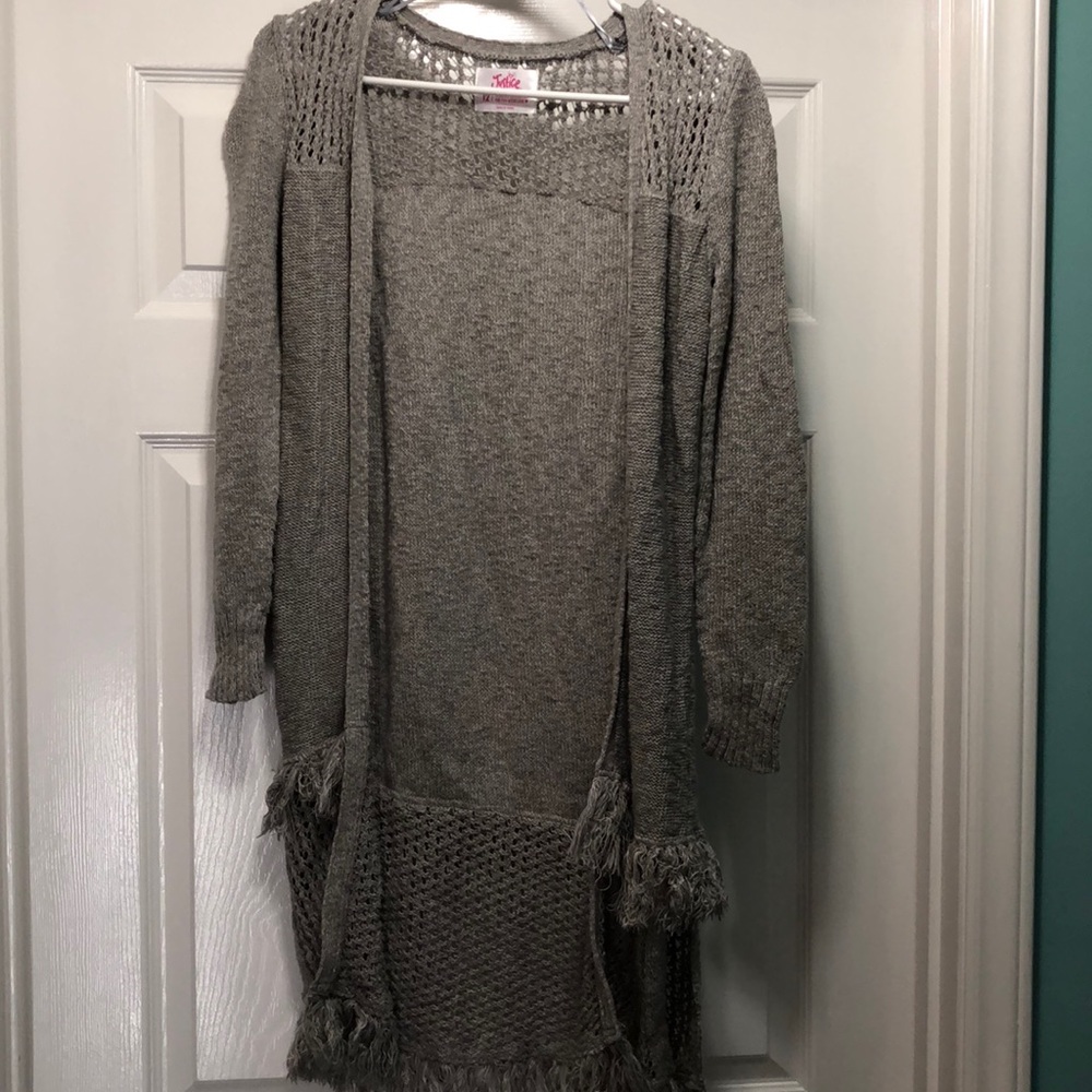 Justice Long Gray Sweater EXC COND CUTE